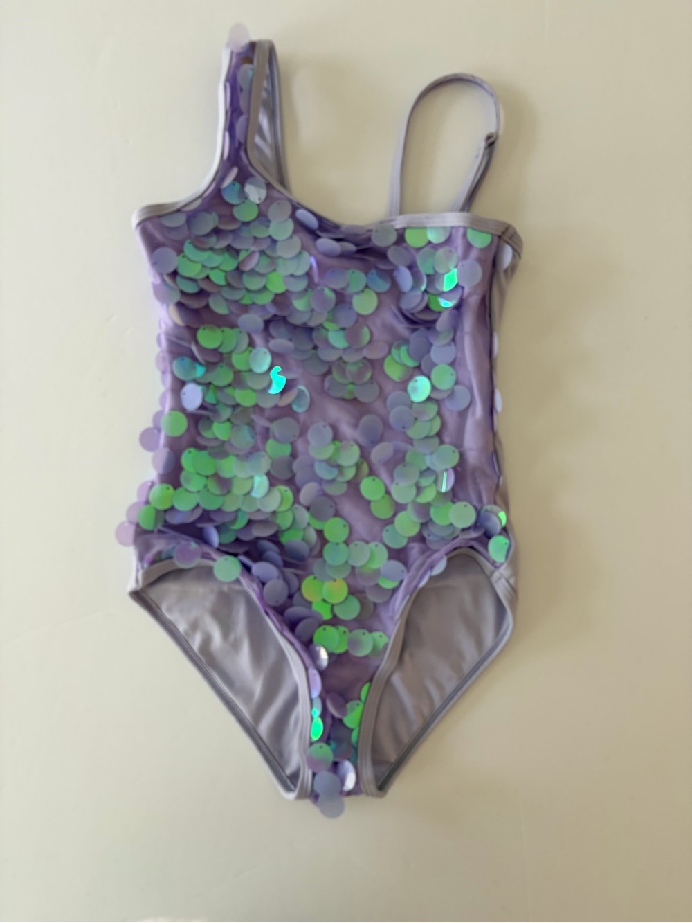 Lola And The Boys Pailette Lavender Sparkle Swimsuit  Size 8 *PLAY CONDITION*